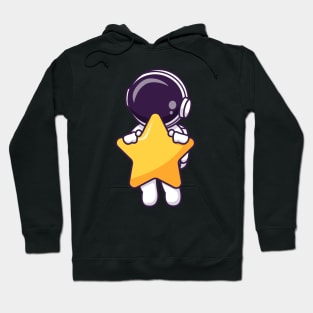 Cute Astronaut Flying With Star Cartoon Hoodie